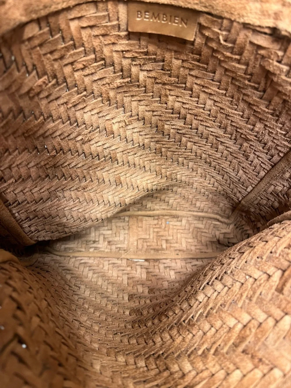 Bembien Woven Braided Leather Tote Bag in Natural Tan - Picture 4 of 6